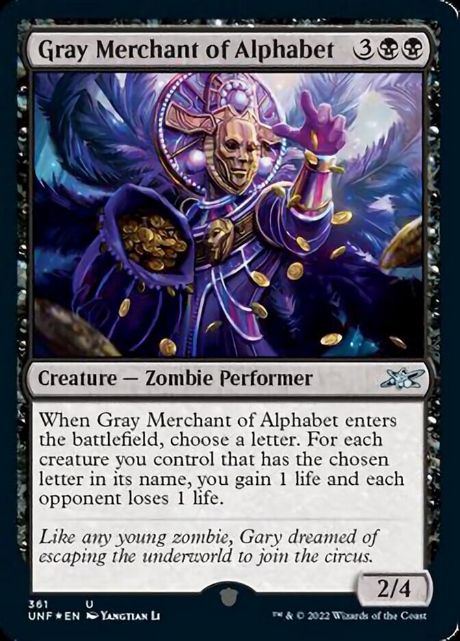 Gray Merchant of Alphabet (Galaxy Foil) [Unfinity] | Gate City Games LLC