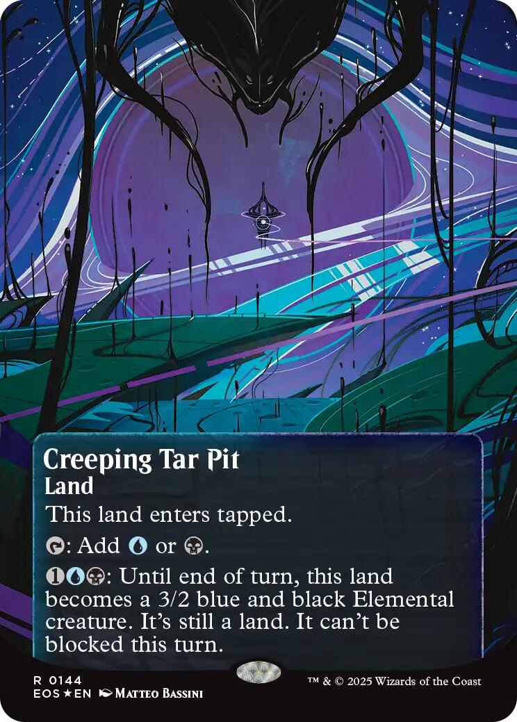 Creeping Tar Pit (0144) (Borderless) (Galaxy Foil) [Edge of Eternities: Stellar Sights] | Gate City Games LLC