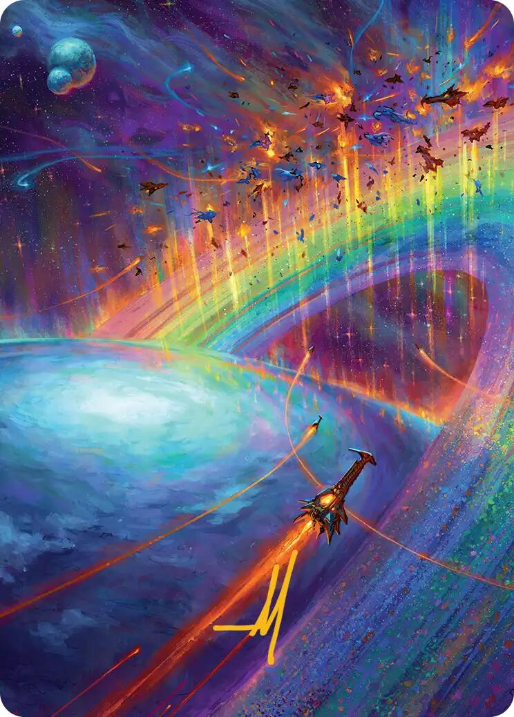 Cascading Cataracts Art Card (43/54) (Gold-Stamped Signature) [Edge of Eternities Art Series] | Gate City Games LLC