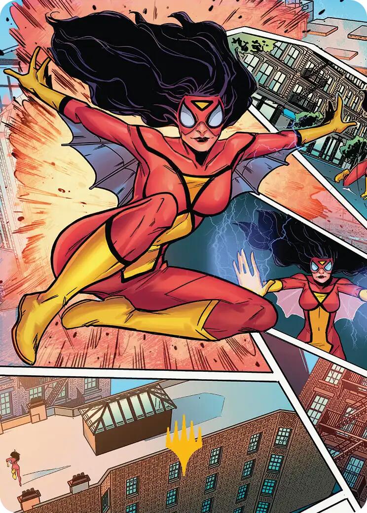 Spider-Woman, Stunning Savior Art Card (Gold-Stamped Planeswalker Symbol) [Marvel's Spider-Man Art Series] | Gate City Games LLC