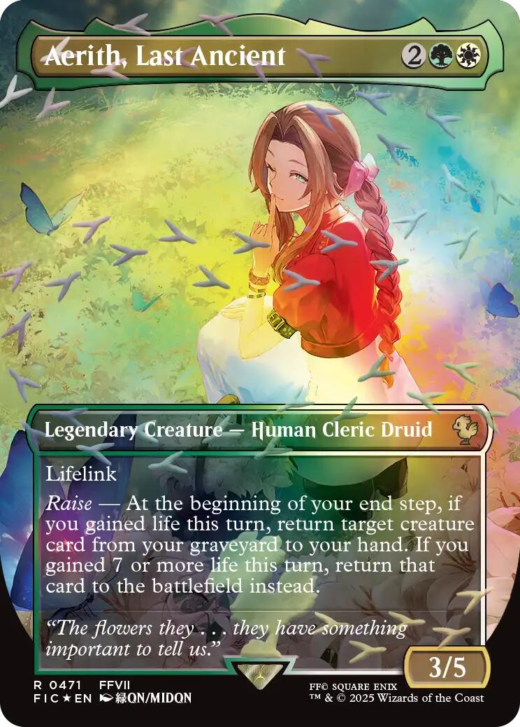 Aerith, Last Ancient (Borderless) (Chocobo Track Foil) [FINAL FANTASY Commander] | Gate City Games LLC