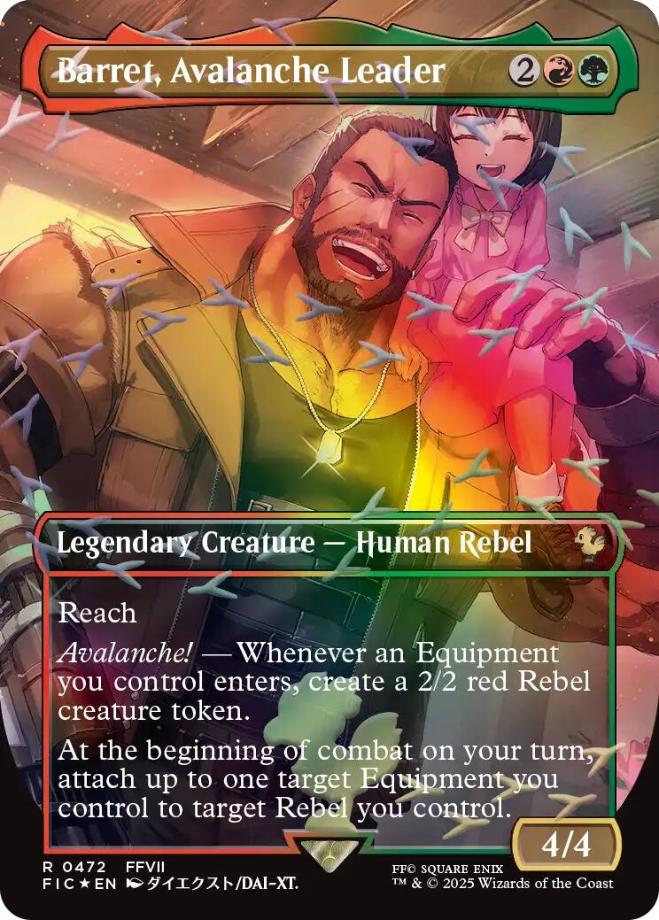 Barret, Avalanche Leader (Borderless) (Chocobo Track Foil) [FINAL FANTASY Commander] | Gate City Games LLC