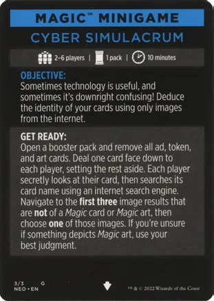 Cyber Simulacrum (Magic Minigame) [Kamigawa: Neon Dynasty Minigame] | Gate City Games LLC