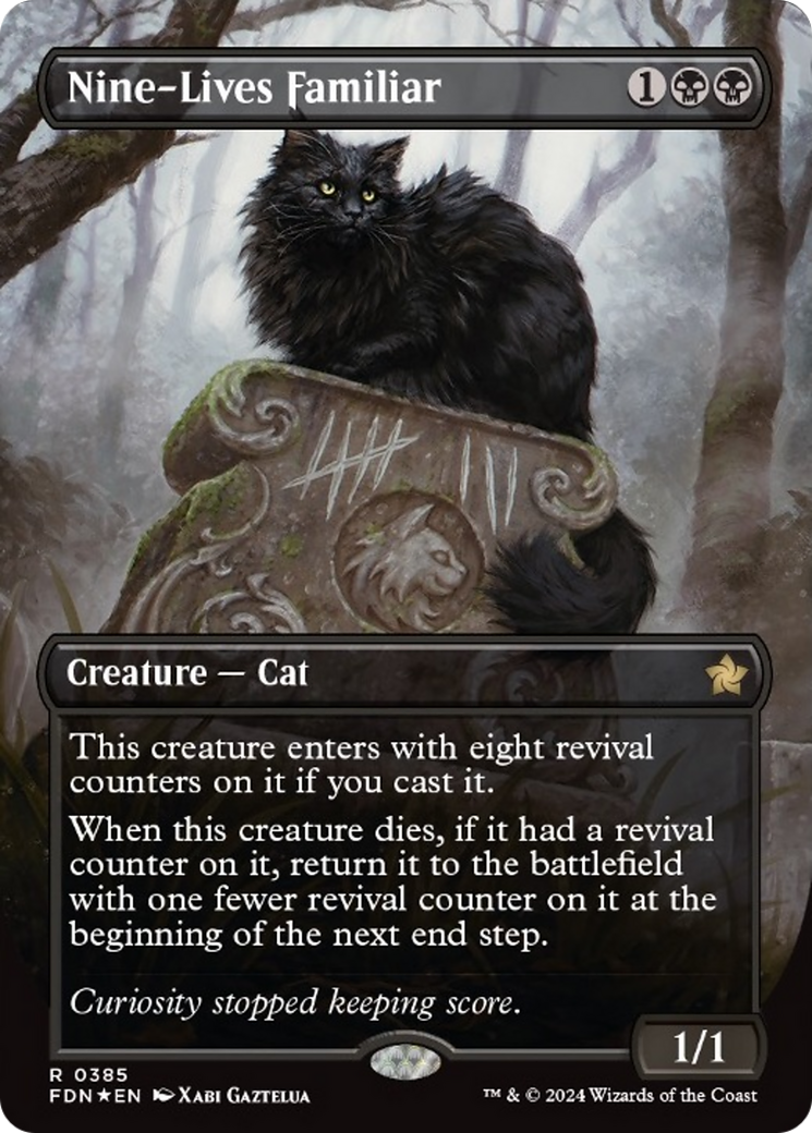 Nine-Lives Familiar (Borderless Mana Foil) [Foundations] | Gate City Games LLC