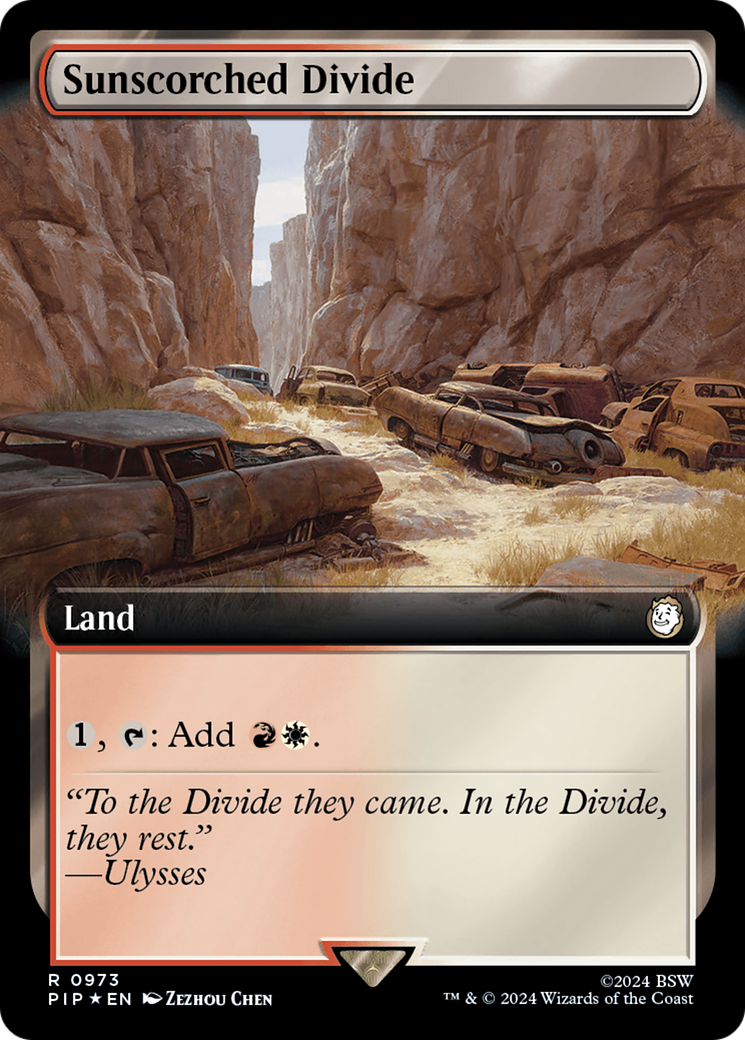 Sunscorched Divide (Extended Art) (Surge Foil) [Fallout] | Gate City Games LLC