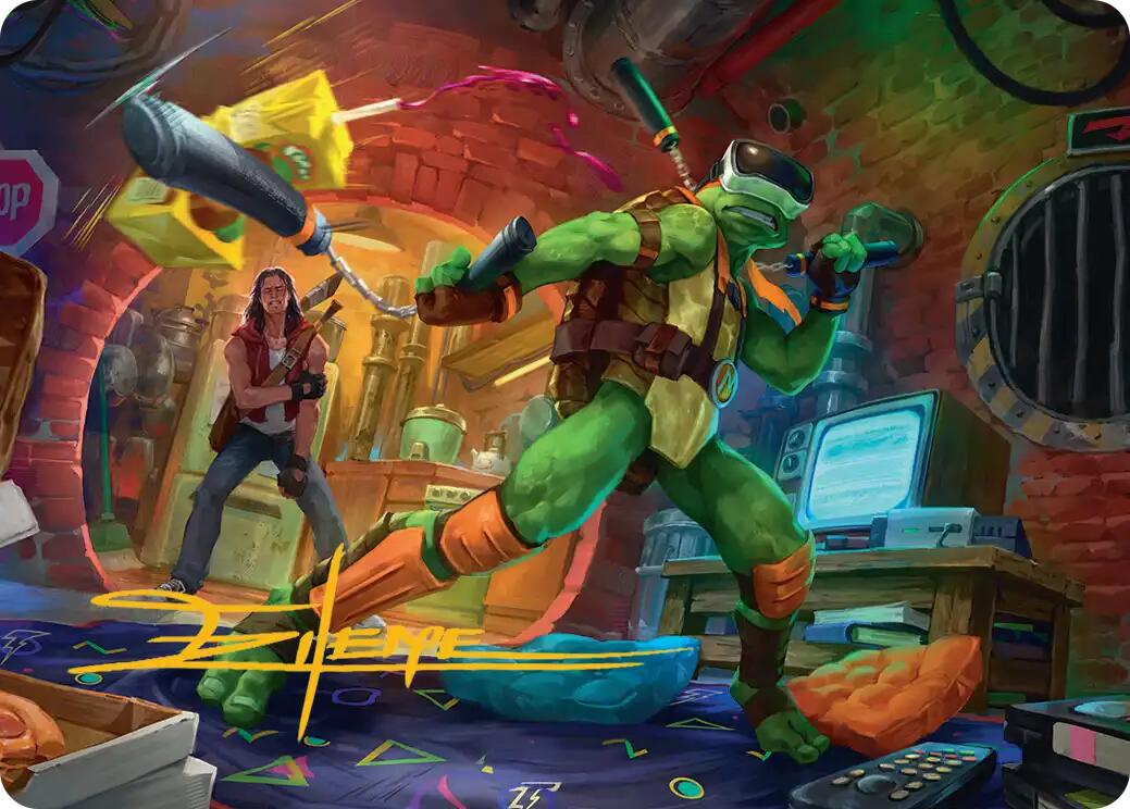 Michelangelo, Game Master Art Card (Gold-Stamped Signature) [Teenage Mutant Ninja Turtles Art Series] | Gate City Games LLC