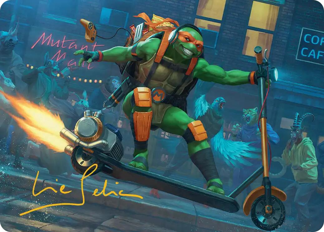 Michelangelo, On the Scene Art Card (Gold-Stamped Signature) [Teenage Mutant Ninja Turtles Art Series] | Gate City Games LLC