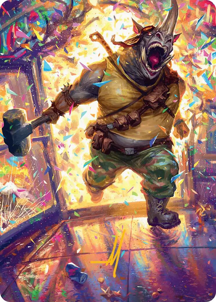 Rocksteady, Rowdy Rhino Art Card (Gold-Stamped Signature) [Teenage Mutant Ninja Turtles Art Series] | Gate City Games LLC