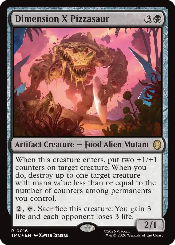 Dimension X Pizzasaur (Surge Foil) [Teenage Mutant Ninja Turtles Commander] | Gate City Games LLC