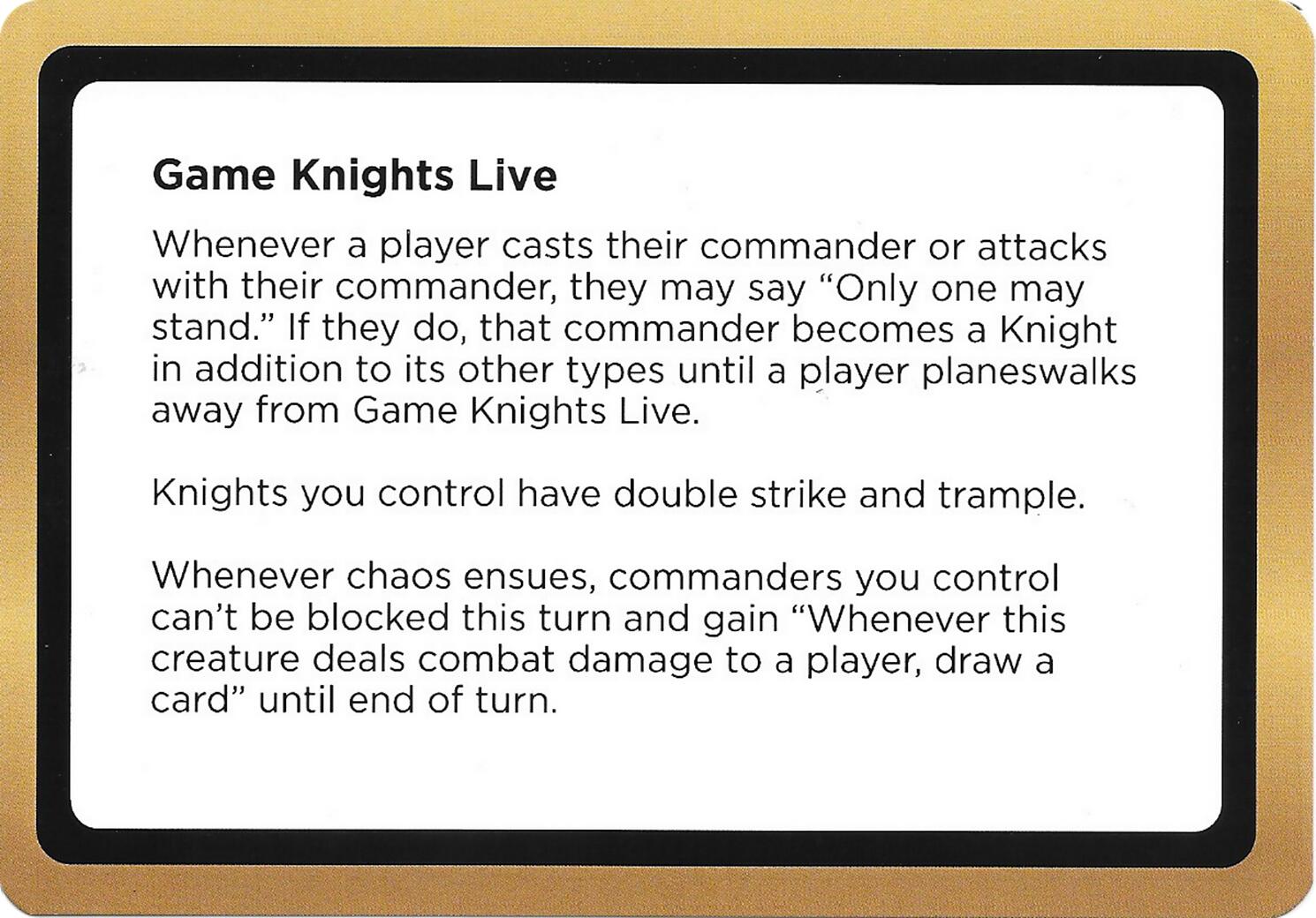 Game Knights Live (Black Lotus Unknown Planechase) [Oversize Cards] | Gate City Games LLC