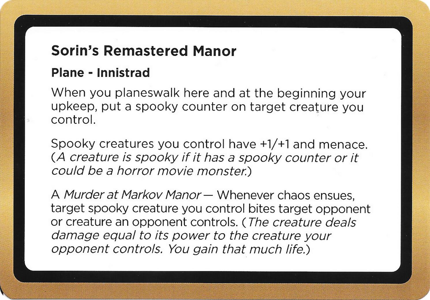 Sorin's Remastered Manor (Black Lotus Unknown Planechase) [Oversize Cards] | Gate City Games LLC