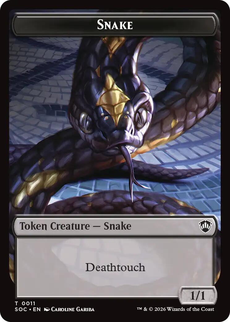 Snake // Zombie Double-Sided Token [Secrets of Strixhaven Commander Tokens] | Gate City Games LLC