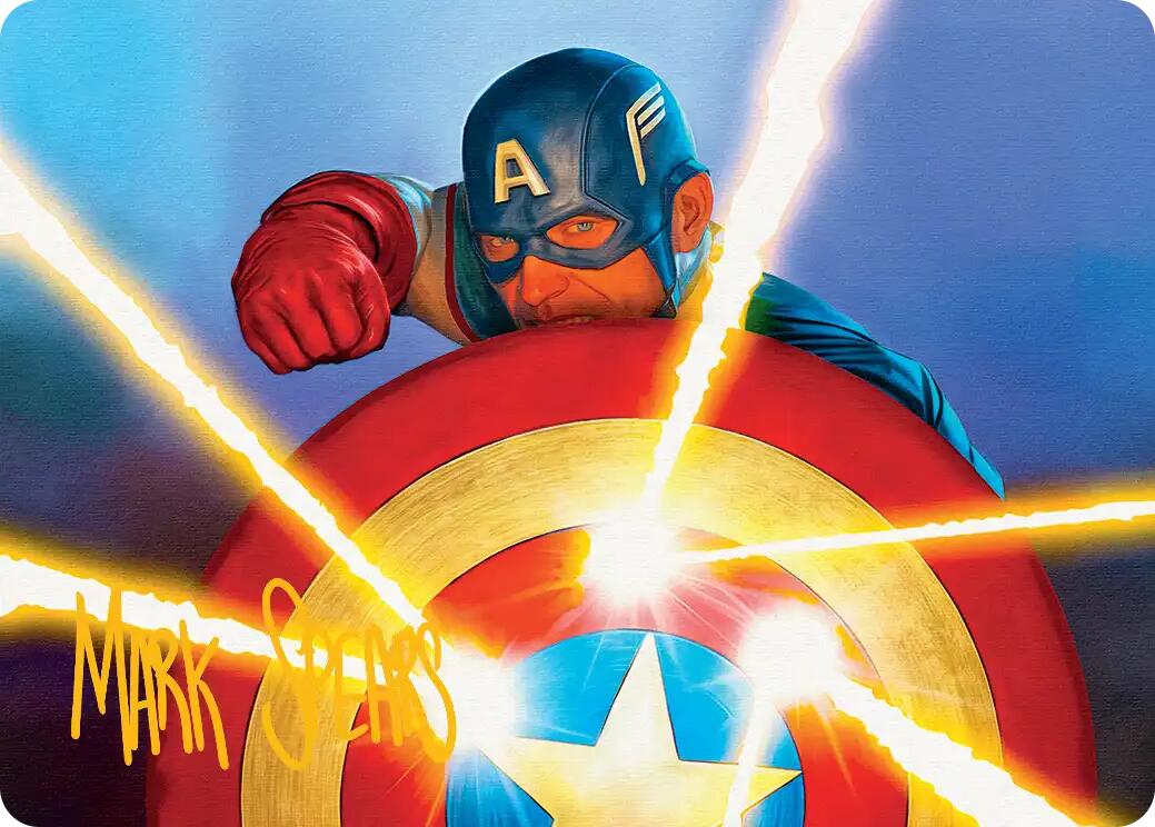 Captain's Defense Art Card (Gold-Stamped Signature) [Marvel Super Heroes Art Series] | Gate City Games LLC