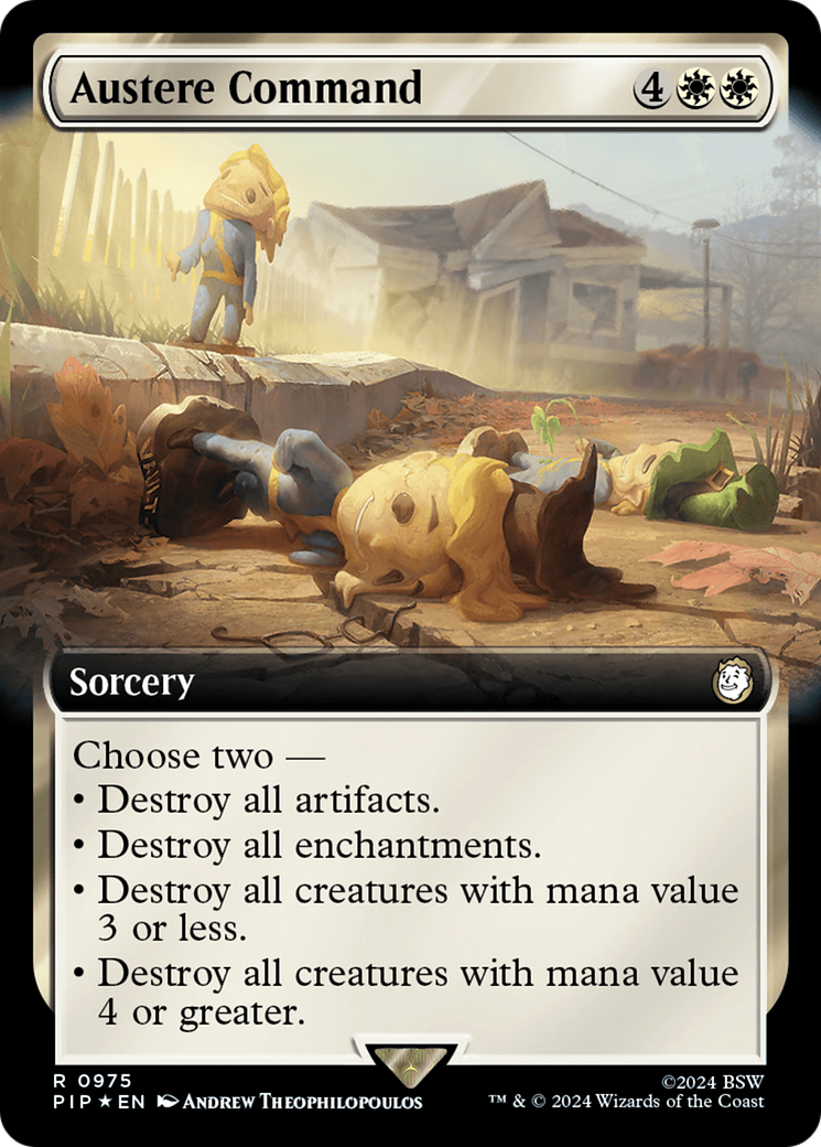 Austere Command (Extended Art) (Surge Foil) [Fallout] | Gate City Games LLC