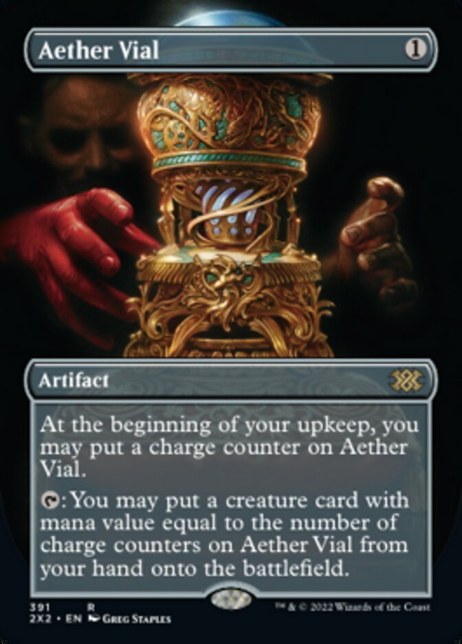 Aether Vial (Borderless Alternate Art) [Double Masters 2022] | Gate City Games LLC