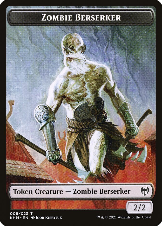 Human Warrior // Zombie Berserker Double-Sided Token [Kaldheim Tokens] | Gate City Games LLC