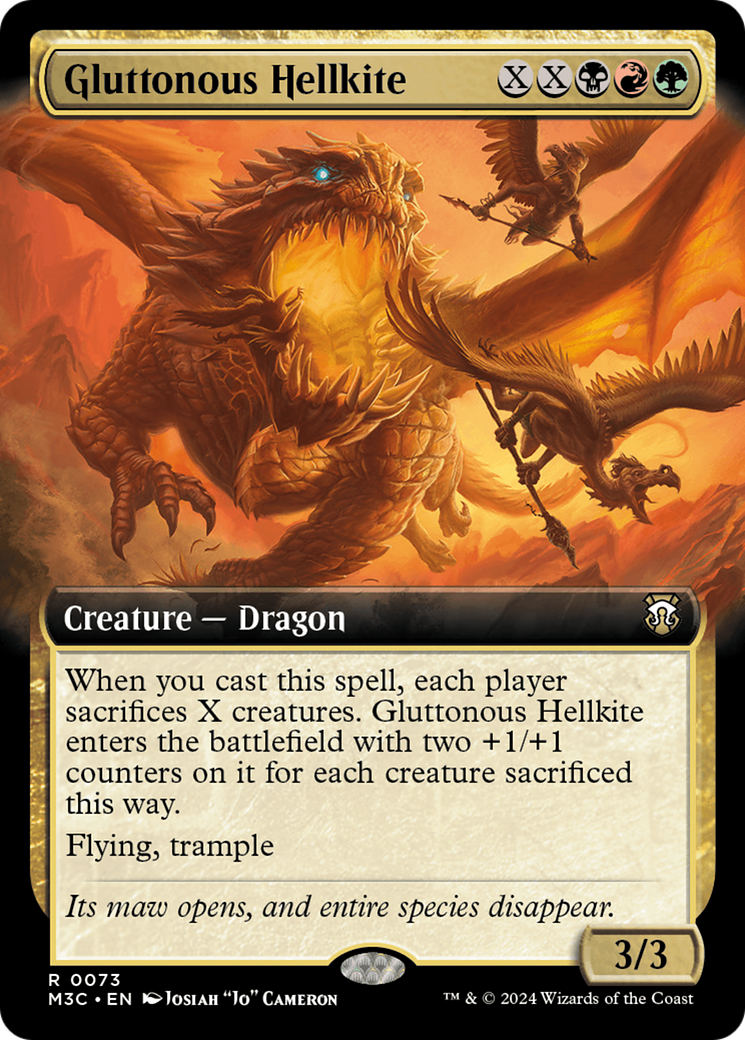 Gluttonous Hellkite (Extended Art) (Ripple Foil) [Modern Horizons 3 Commander] | Gate City Games LLC