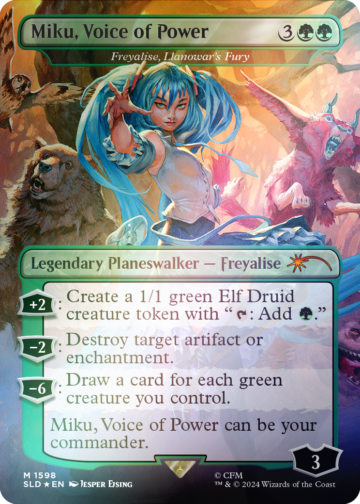 Miku, Voice of Power - Freyalise, Llanowar's Fury (Rainbow Foil) [Secret Lair Drop Series] | Gate City Games LLC