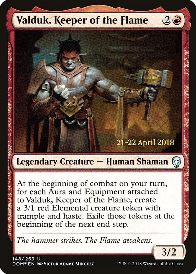 Valduk, Keeper of the Flame [Dominaria Prerelease Promos] | Gate City Games LLC