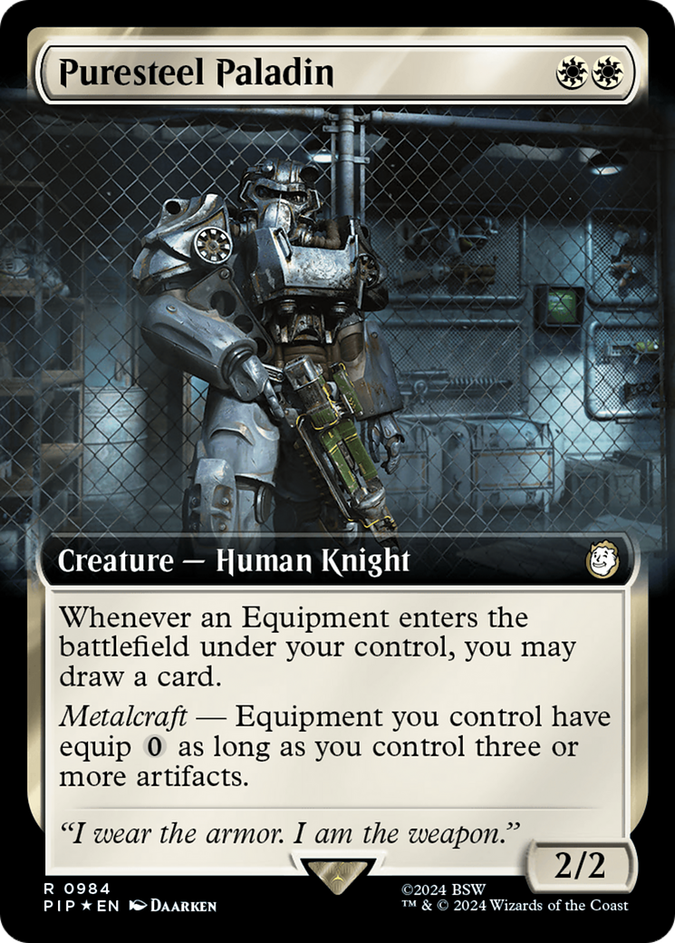 Puresteel Paladin (Extended Art) (Surge Foil) [Fallout] | Gate City Games LLC
