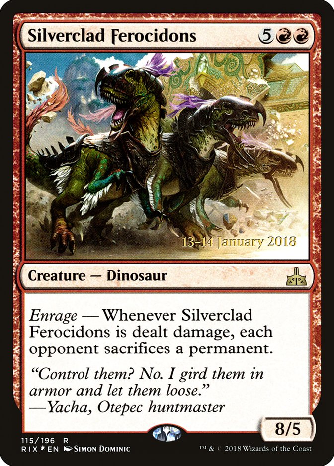 Silverclad Ferocidons [Rivals of Ixalan Prerelease Promos] | Gate City Games LLC