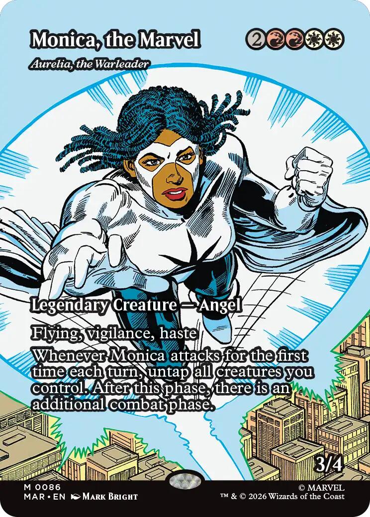 Monica, the Marvel - Aurelia, the Warleader (Borderless) [Marvel Universe: Eternal-Legal] | Gate City Games LLC