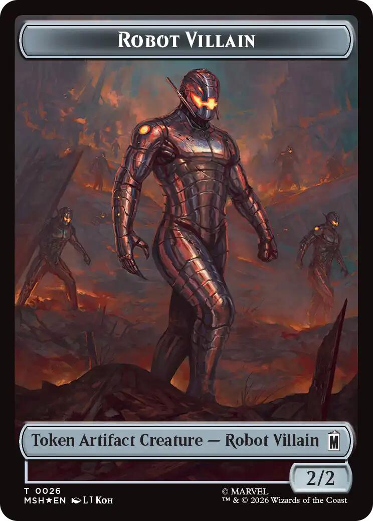 Villain // Robot Villain Double-Sided Token (025//026) (Surge Foil) [Marvel Super Heroes Tokens] | Gate City Games LLC