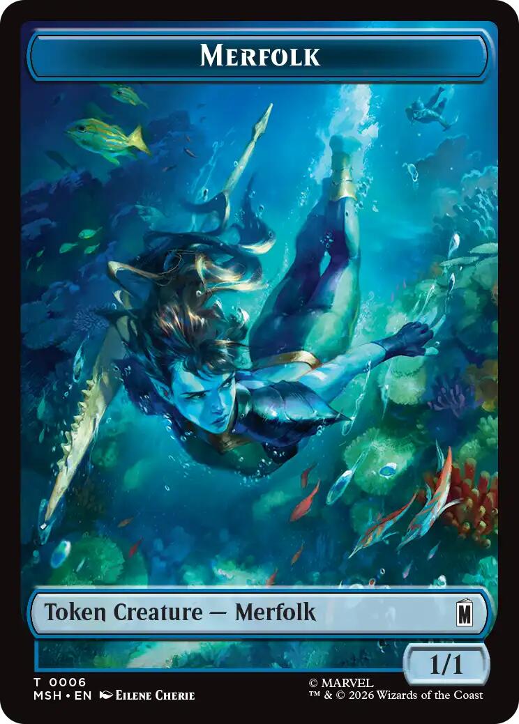 Merfolk // Doombot Double-Sided Token [Marvel Super Heroes Tokens] | Gate City Games LLC
