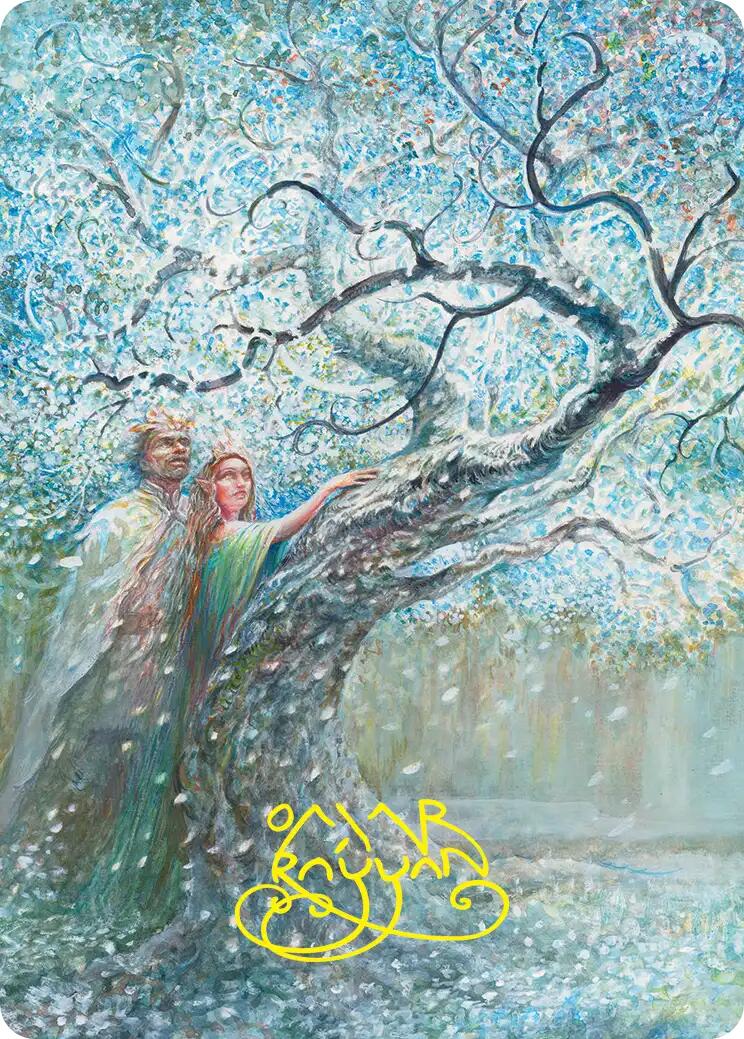 Flowering of the White Tree Art Card (Gold-Stamped Signature) [The Hobbit Art Series] | Gate City Games LLC