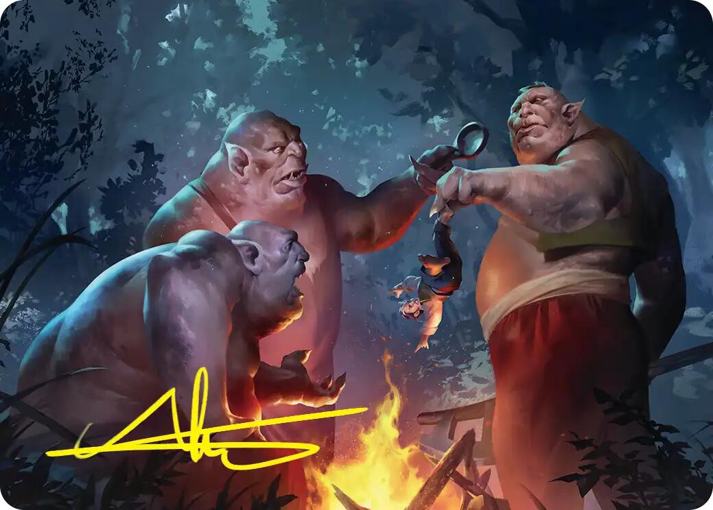 Tom, Bert, and William Art Card (Gold-Stamped Signature) [The Hobbit Art Series] | Gate City Games LLC