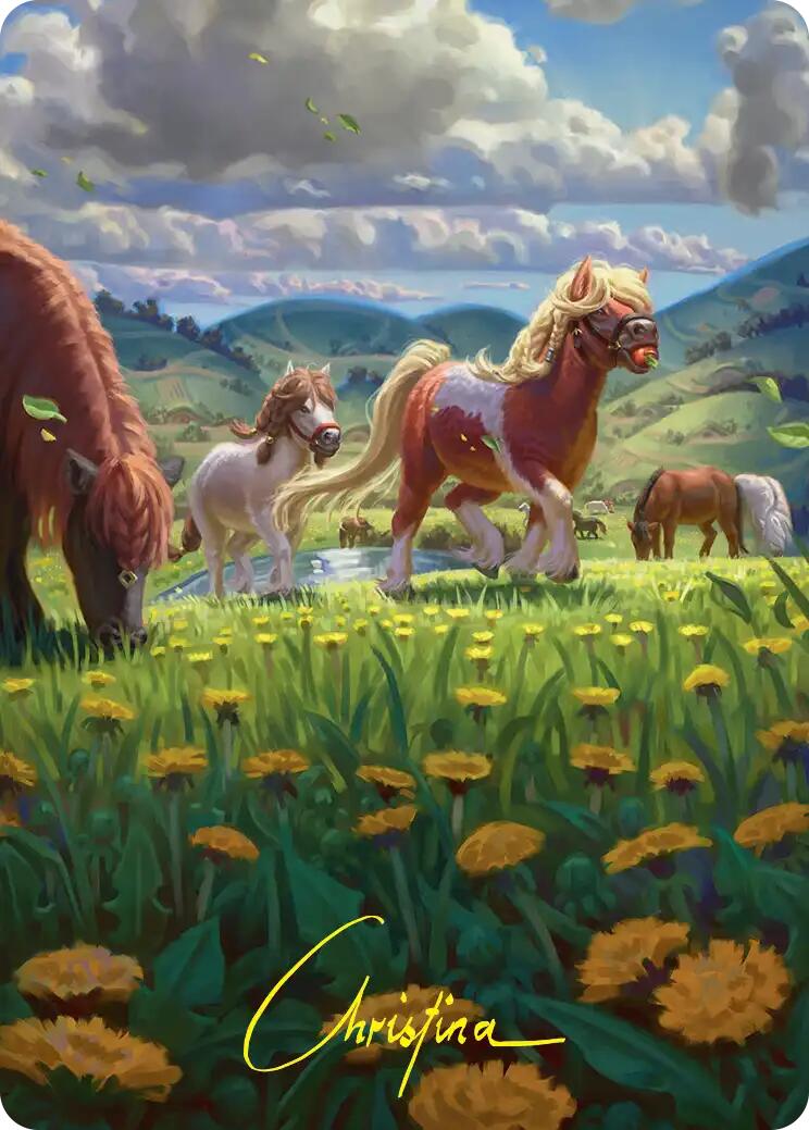 Troop of Ponies Art Card (Gold-Stamped Signature) [The Hobbit Art Series] | Gate City Games LLC