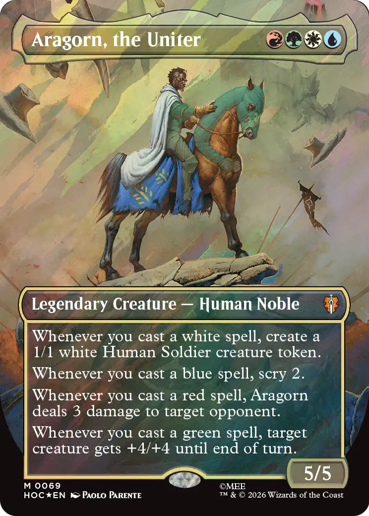Aragorn, the Uniter (Borderless) (Surge Foil) [The Hobbit: Eternal-Legal] | Gate City Games LLC