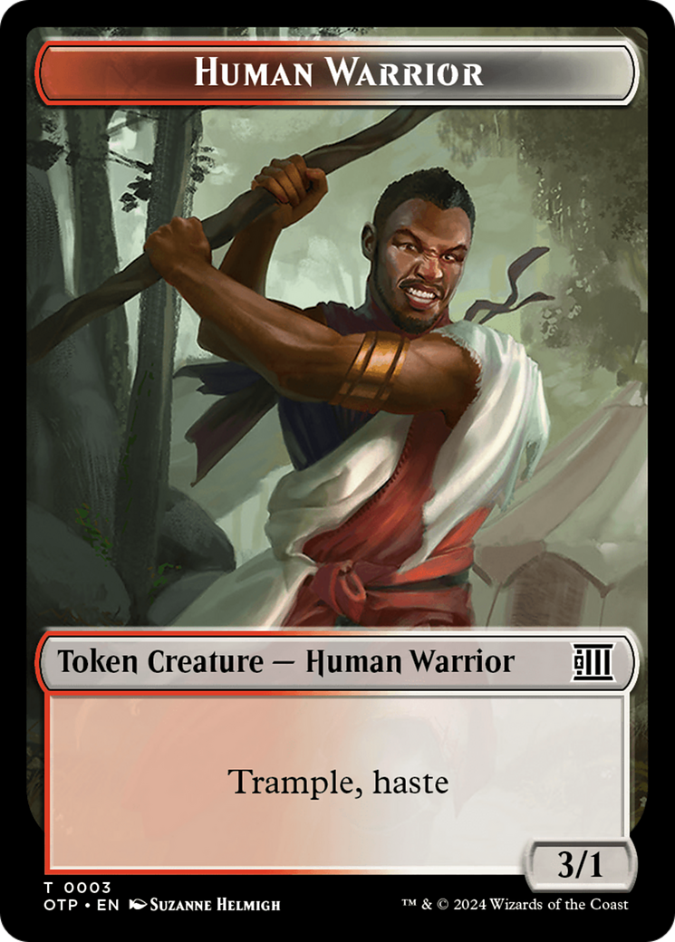 Treasure // Human Warrior Double-Sided Token [Outlaws of Thunder Junction Tokens] | Gate City Games LLC