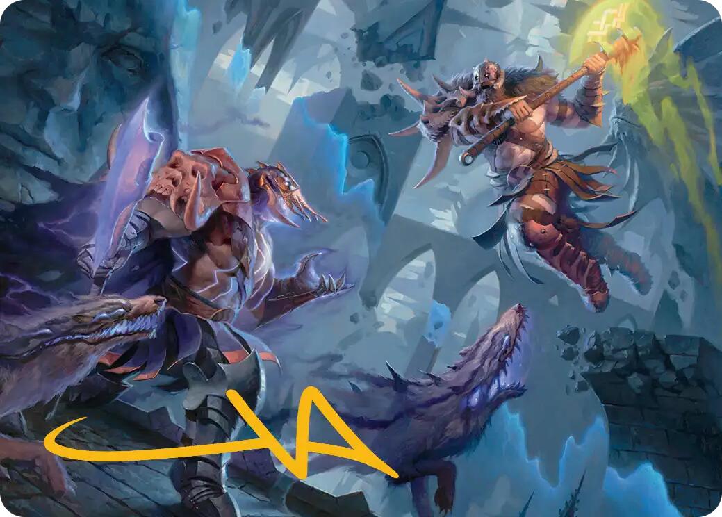 Garruk, Veiled Butcher // Garruk, Curse Breaker Art Card (Gold-Stamped Signature) [Reality Fracture Art Series] | Gate City Games LLC