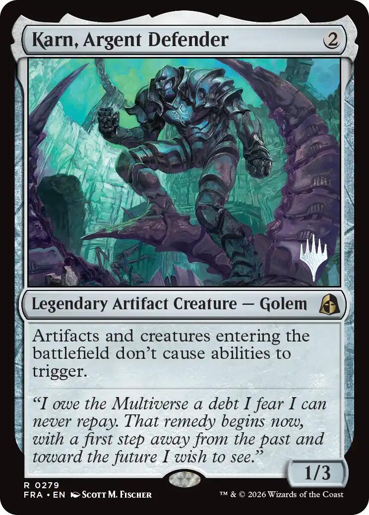 Karn, Argent Defender [Reality Fracture Promos] | Gate City Games LLC