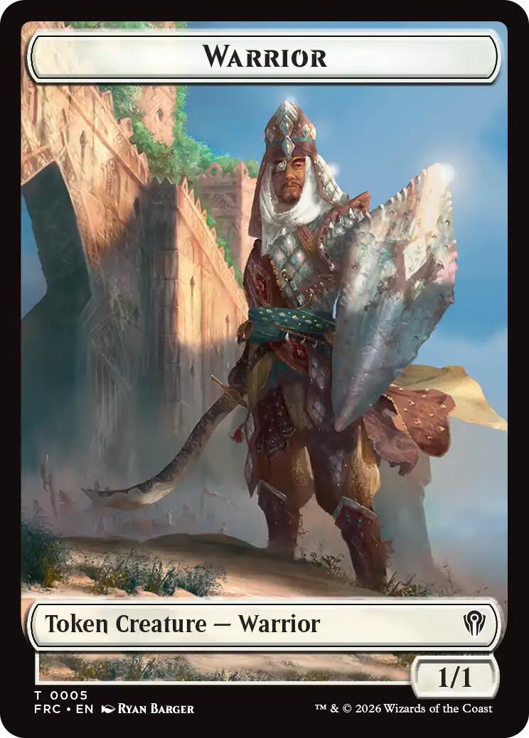 Warrior // Shark Double-Sided Token [Reality Fracture Commander Tokens] | Gate City Games LLC