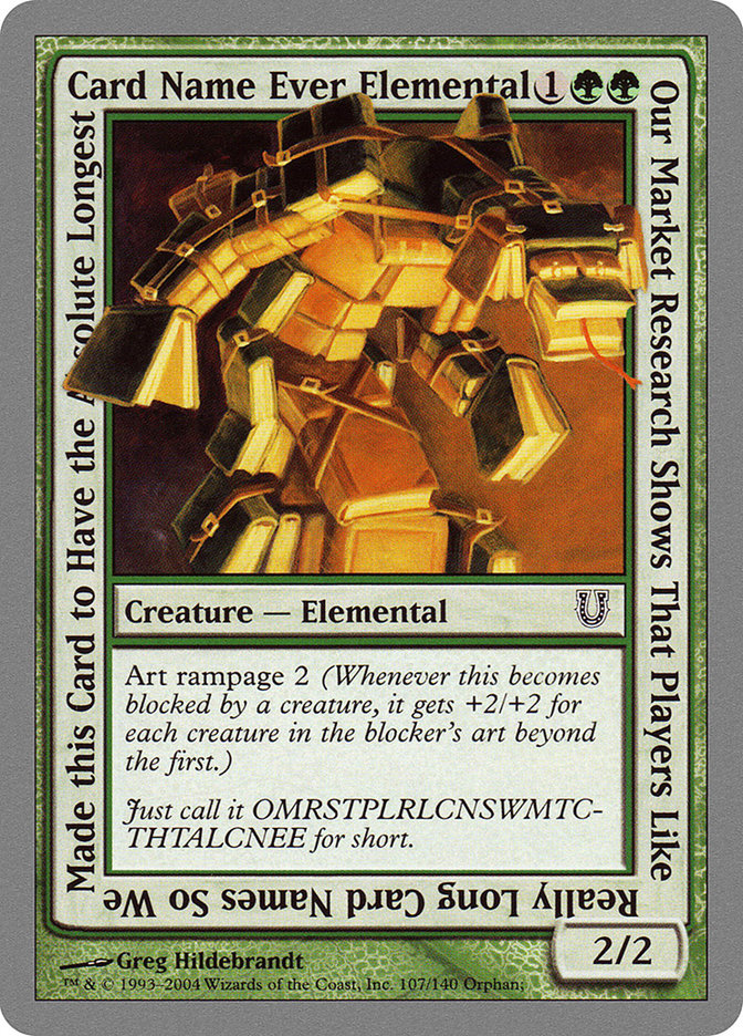 Our Market Research Shows That Players Like Really Long Card Names So We Made this Card to Have the Absolute Longest Card Name Ever Elemental [Unhinged] | Gate City Games LLC