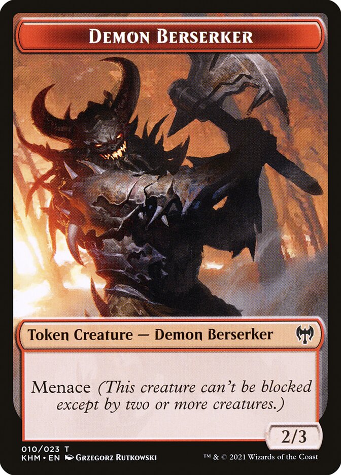 Human Warrior // Demon Berserker Double-Sided Token [Kaldheim Tokens] | Gate City Games LLC