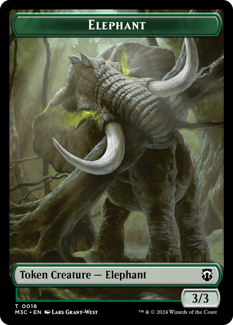 Zombie (Ripple Foil) // Elephant Double-Sided Token [Modern Horizons 3 Commander Tokens] | Gate City Games LLC