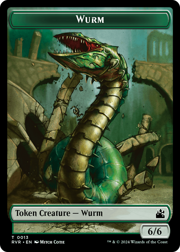 Elf Knight // Wurm Double-Sided Token [Ravnica Remastered Tokens] | Gate City Games LLC