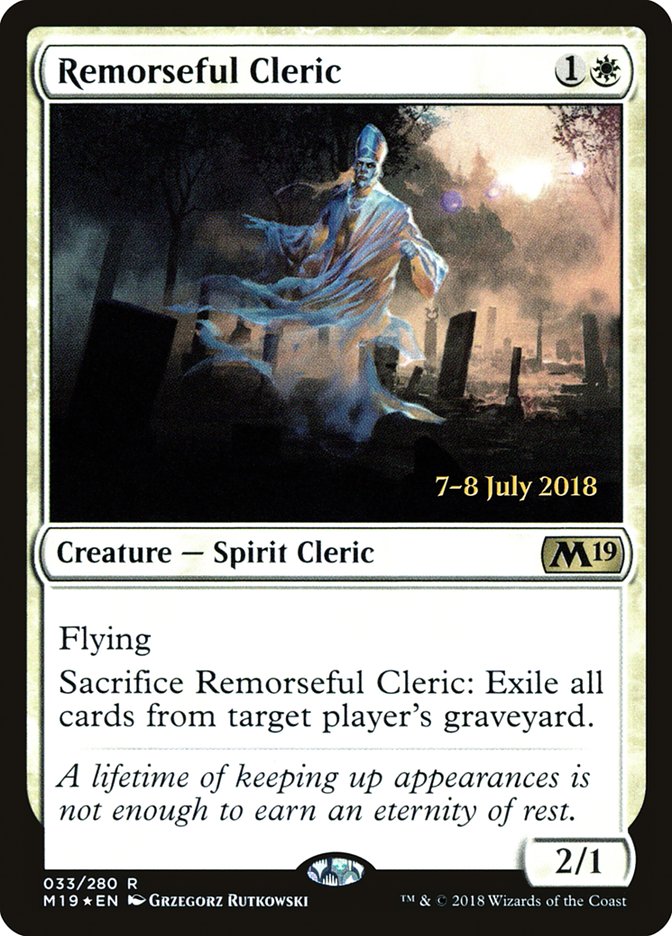 Remorseful Cleric [Core Set 2019 Prerelease Promos] | Gate City Games LLC