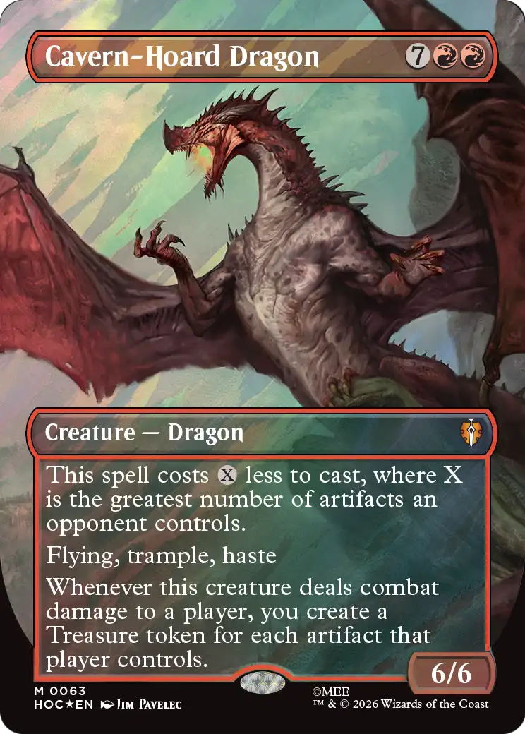 Cavern-Hoard Dragon (Borderless) (Surge Foil) [The Hobbit: Eternal-Legal] | Gate City Games LLC