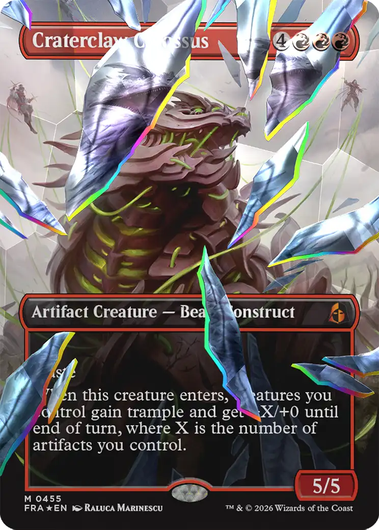 Craterclaw Colossus (Borderless) (Facet Foil) [Reality Fracture] | Gate City Games LLC