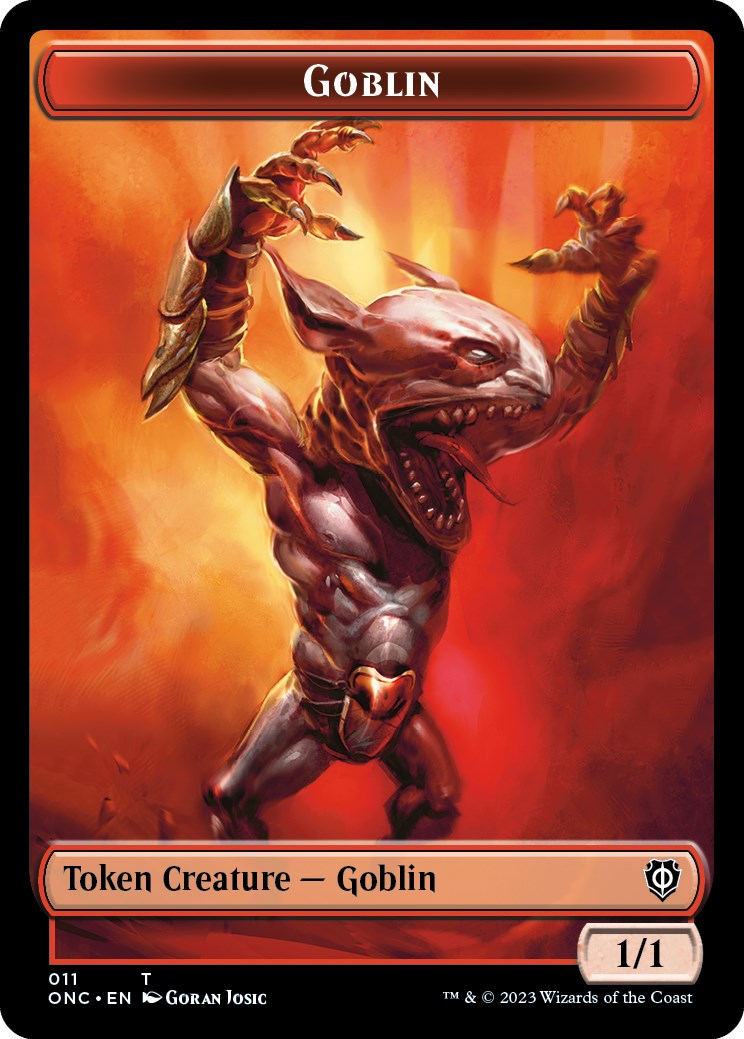 Rebel // Goblin Double-Sided Token [Phyrexia: All Will Be One Commander Tokens] | Gate City Games LLC