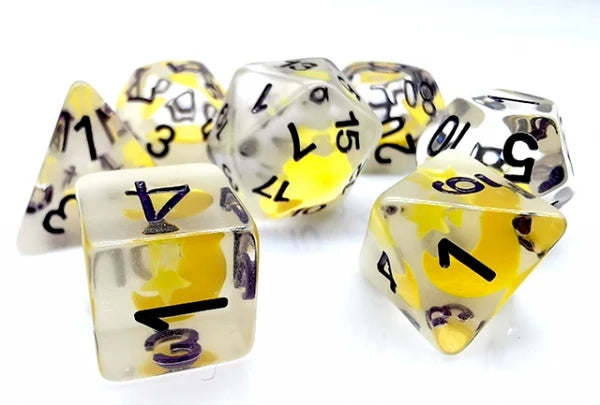 Glow in the Dark Moon and Star Dice Set | Gate City Games LLC