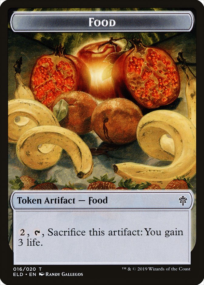Knight // Food (16) Double-Sided Token [Throne of Eldraine Tokens] | Gate City Games LLC