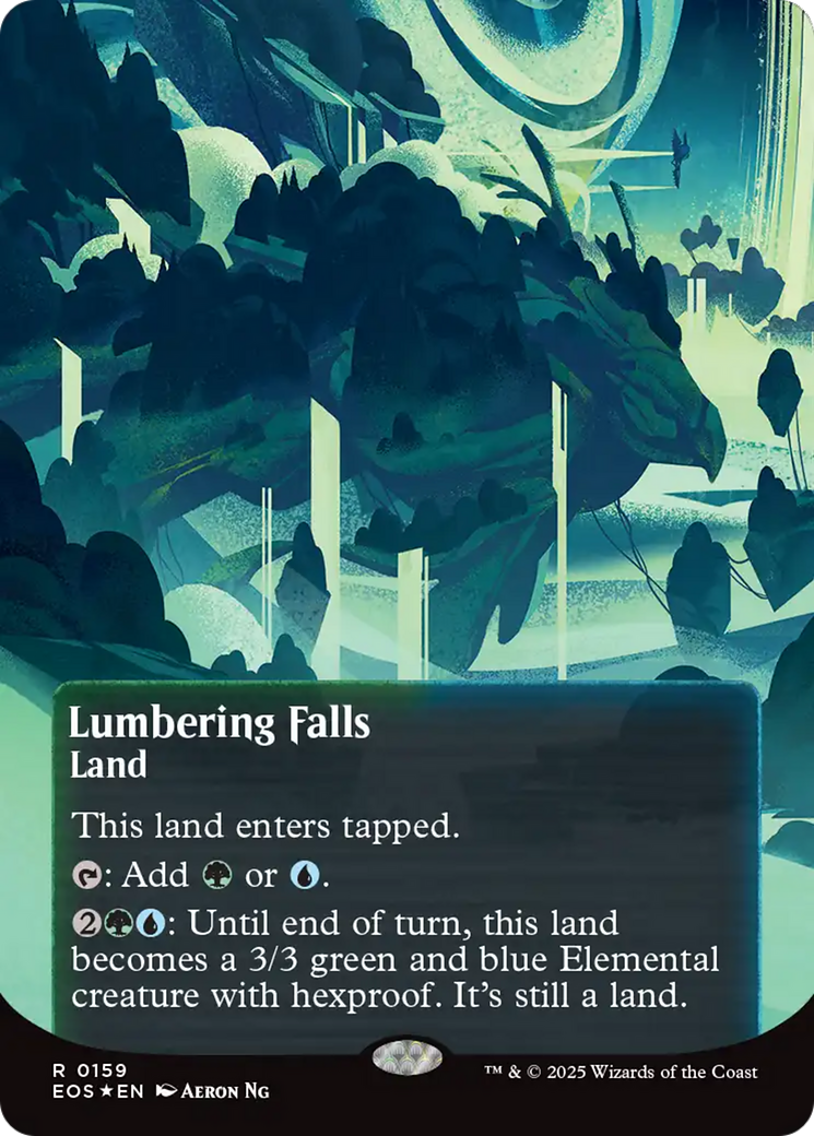 Lumbering Falls (0159) (Borderless) (Galaxy Foil) [Edge of Eternities: Stellar Sights] | Gate City Games LLC