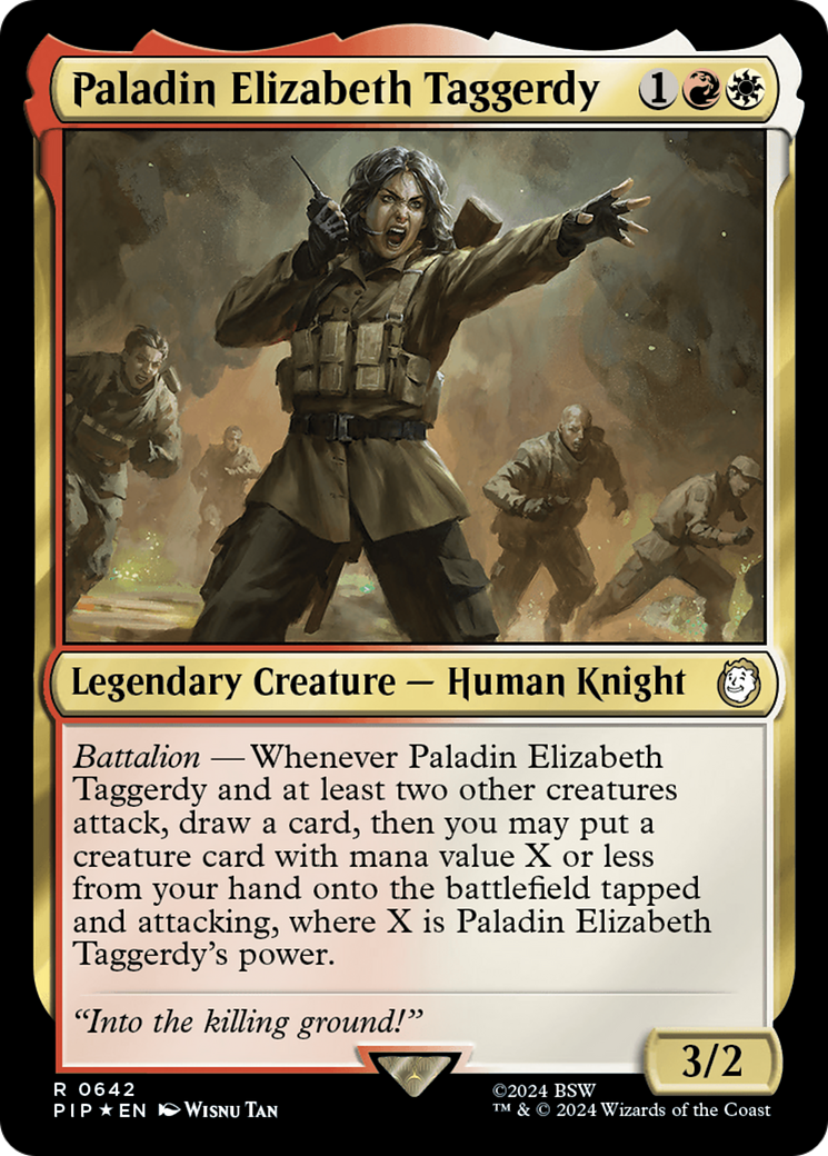 Paladin Elizabeth Taggerdy (Surge Foil) [Fallout] | Gate City Games LLC