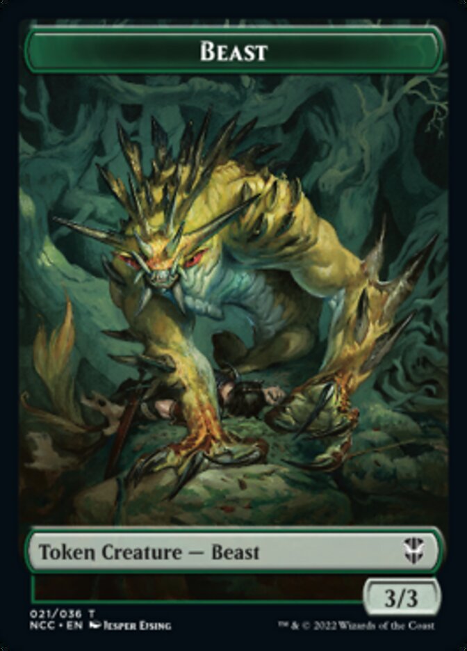 Beast // Saproling Double-Sided Token [Streets of New Capenna Commander Tokens] | Gate City Games LLC