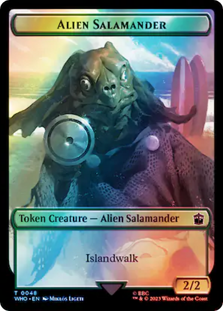 Dalek // Alien Salamander Double-Sided Token (Surge Foil) [Doctor Who Tokens] | Gate City Games LLC